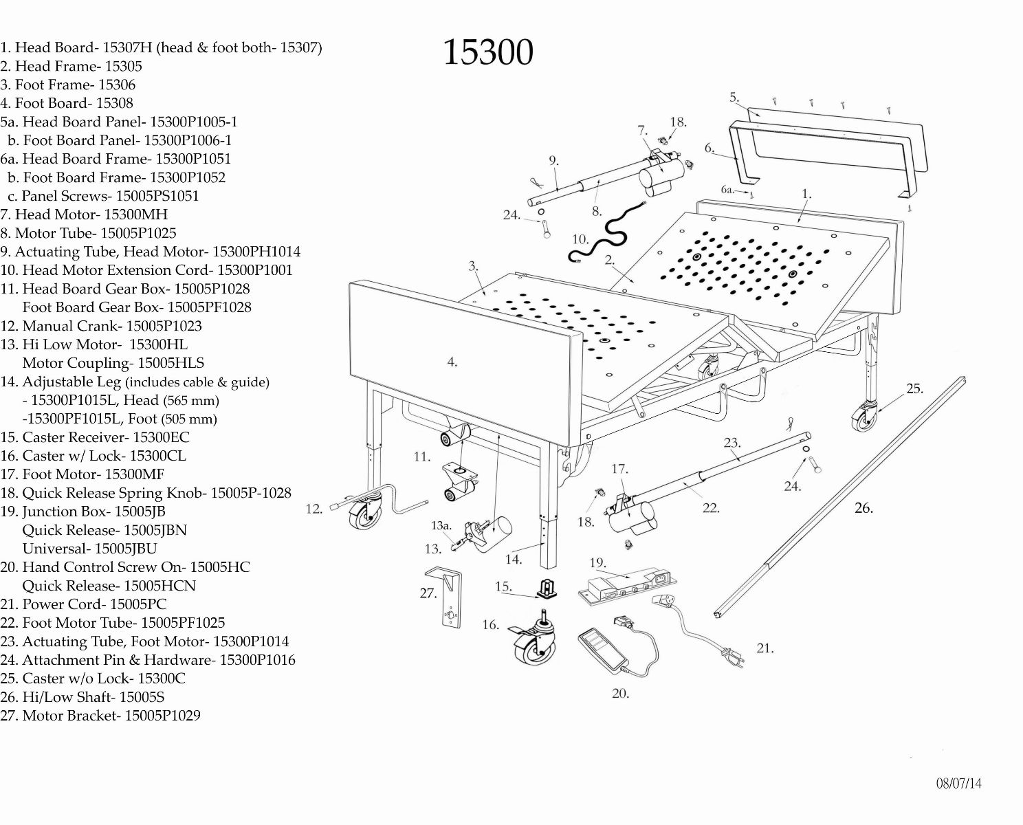 Replacement Parts Drive 15300 Full Electric Bariatric Hospital Bed